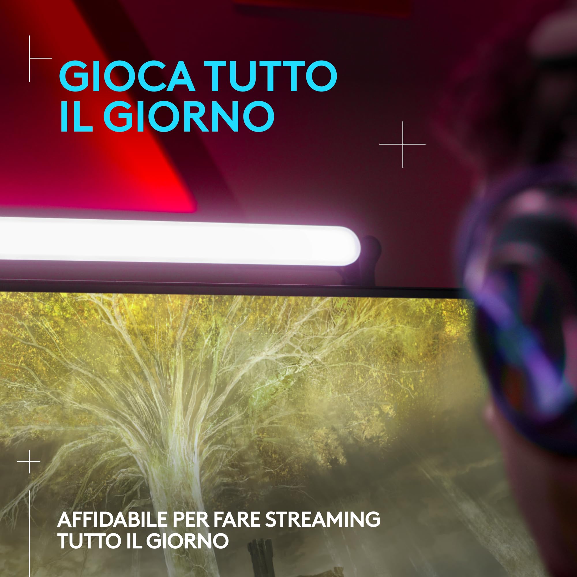Logitech G Litra Beam Premium LED Gaming Key Light con TrueSoft, supporto da scrivania regolabile, impostazioni temperatura di colore/luminosità, controllo app desktop per PC/Mac - Grafite