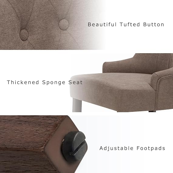 COLAMY Wingback Upholstered Side Dining Room Chairs Set of 6, Fabric Dining Chairs with Tufted Button, Living Room Chairs for Home Kitchen, Taupe