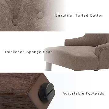 COLAMY Wingback Upholstered Side Dining Room Chairs Set of 6, Fabric Dining Chairs with Tufted Button, Living Room Chairs for Home Kitchen, Taupe