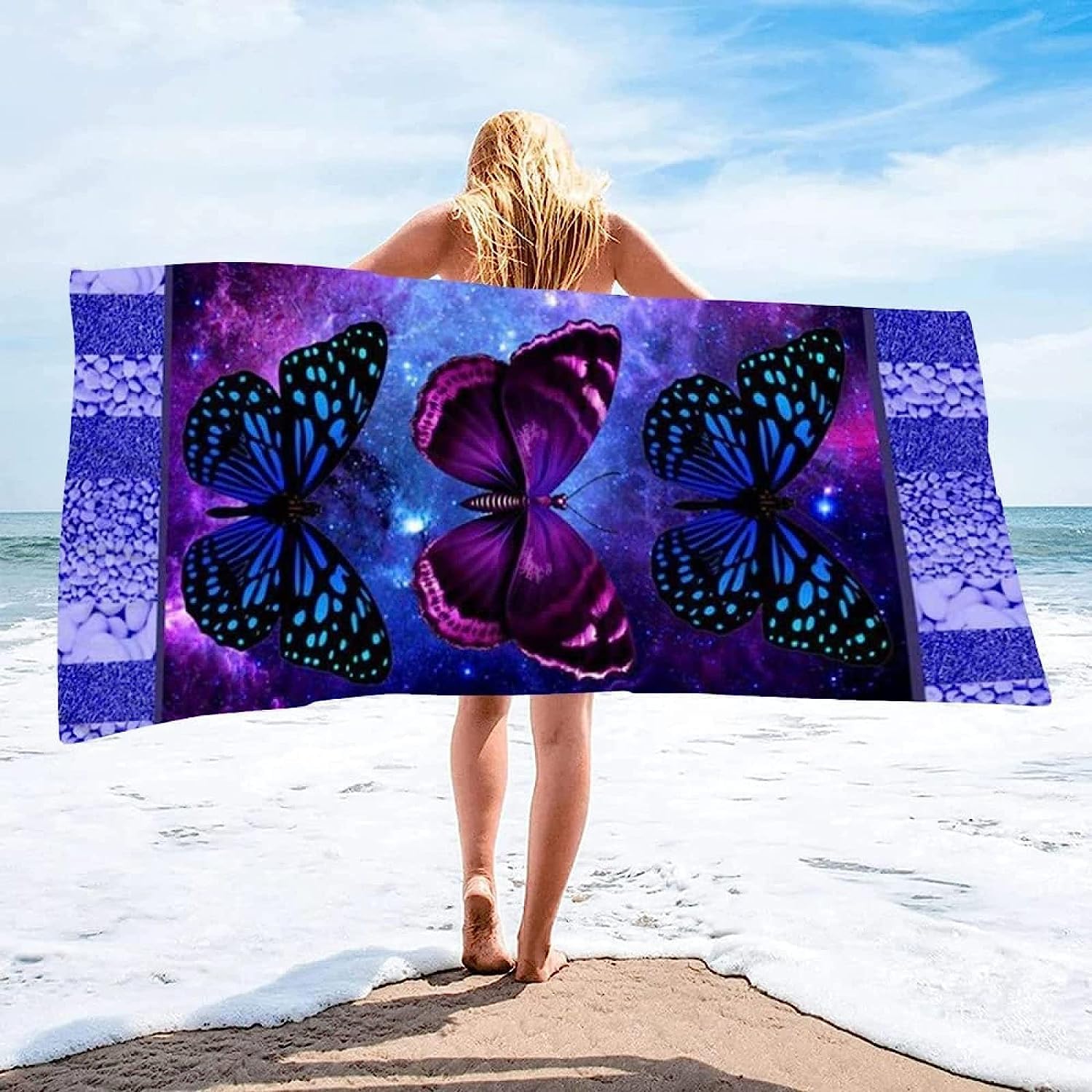 Badetuch XXL 150 X 200 cm, Mikrofaser Schnelltrocknend Strandtuch 3D Farbkritzel-Schmetterling Strandhandtuch Sauna Badehandtuch Yoga Handtuch Strandtücher Strandlaken Duschtuch Duschhandtuch -3I1R