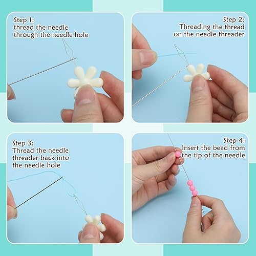 Miniatura 5 de Juego de 72 agujas de cuentas que incluye 12 agujas de cuentas de ojo grande, 60 agujas de cuentas de semillas para fabricación de joyas con 2
