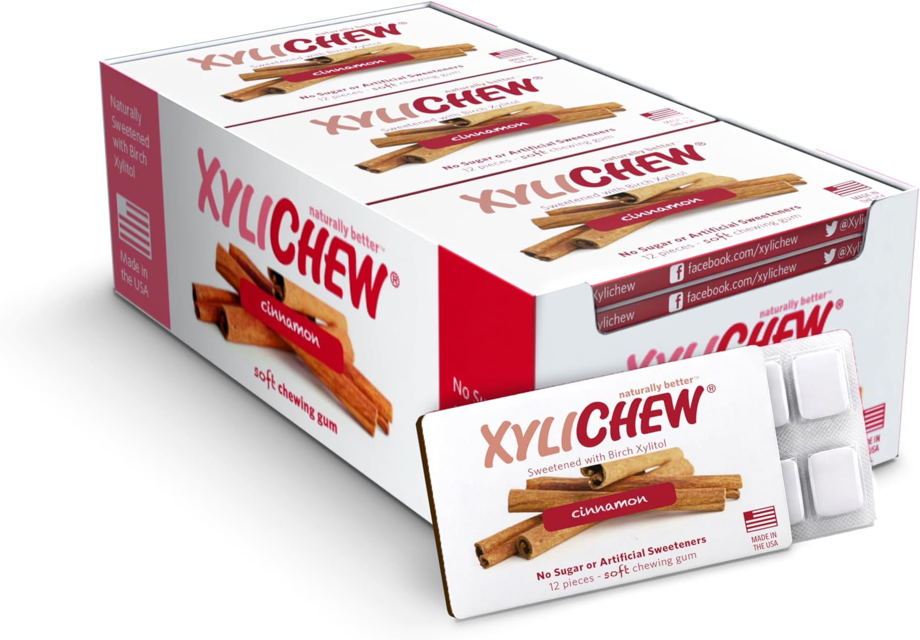 - Xylitol Gum - Chewing Gum Sugar Free, Aspartame Free, Gluten Free, Keto - Sugarless, Healthy, Natural Oral Care - Relieves Bad Breath and Dry Mouth - Cinnamon, 288 Count