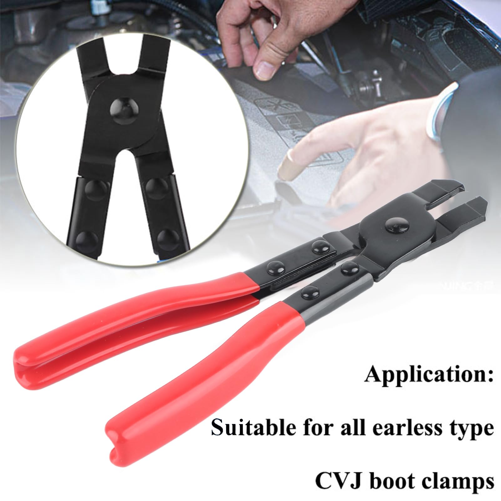 Klanata Heavy Duty CV Boot Clamp Pliers Kit, Universal Ear Type for Earless CV Joint Boots, Carbon Steel Banding Tool