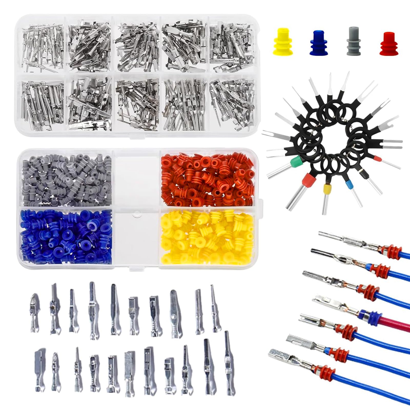 Kit di Broche di Connettore Kfz 708 Pezzi, Accessorio per Strumento di Sgancio 1/1,5/1,8/2,2/2,8/3,5mm per Auto, Moto e Barche