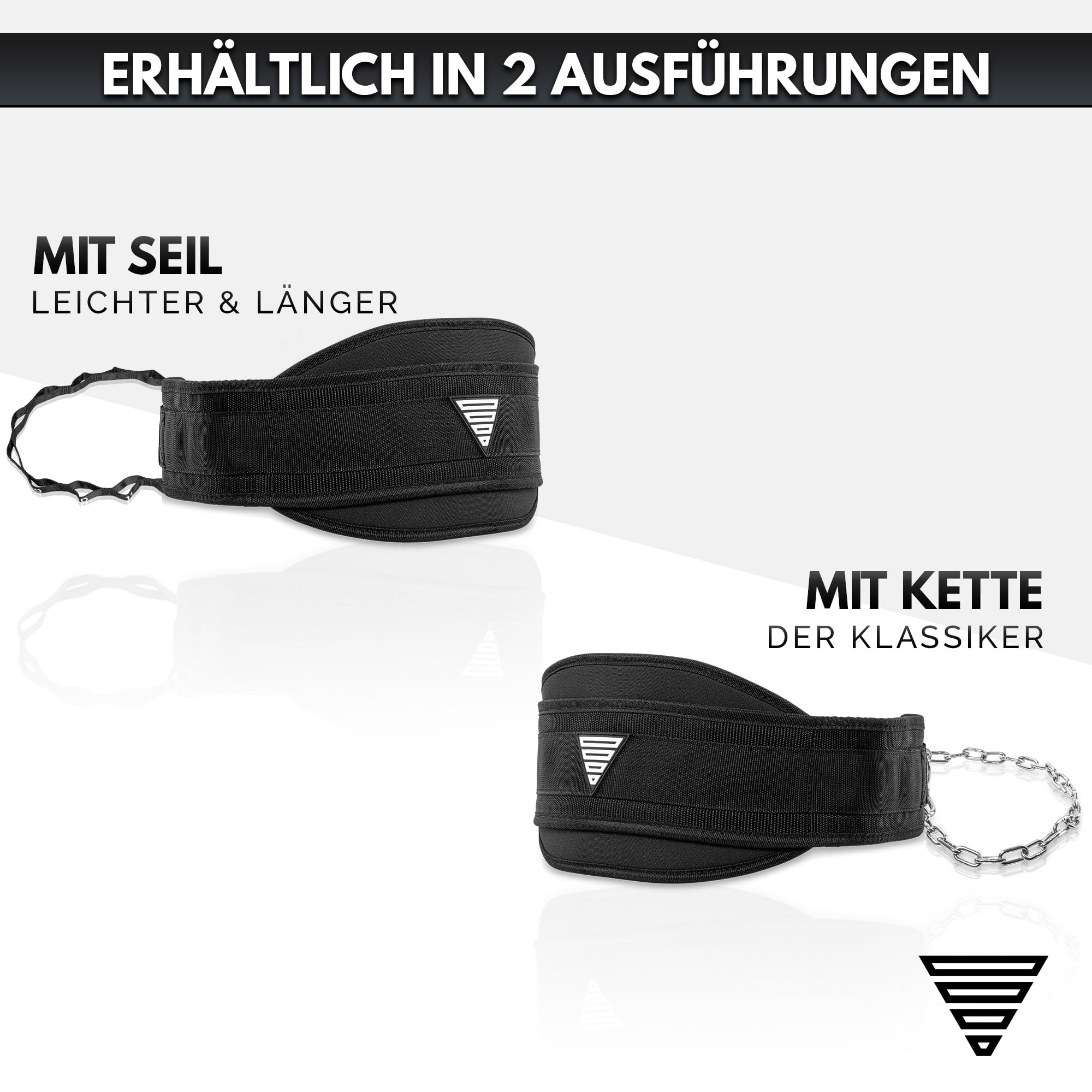 GORNATION Dip Gürtel, Dip Belt mit Kette oder Seil, für Dips & Krafttraining, Trainingsgürtel mit Chain oder Rope für Calisthenics & Bodybuilding, Gewichthebergürtel bis 1000 kg, Weight lifter Belt
