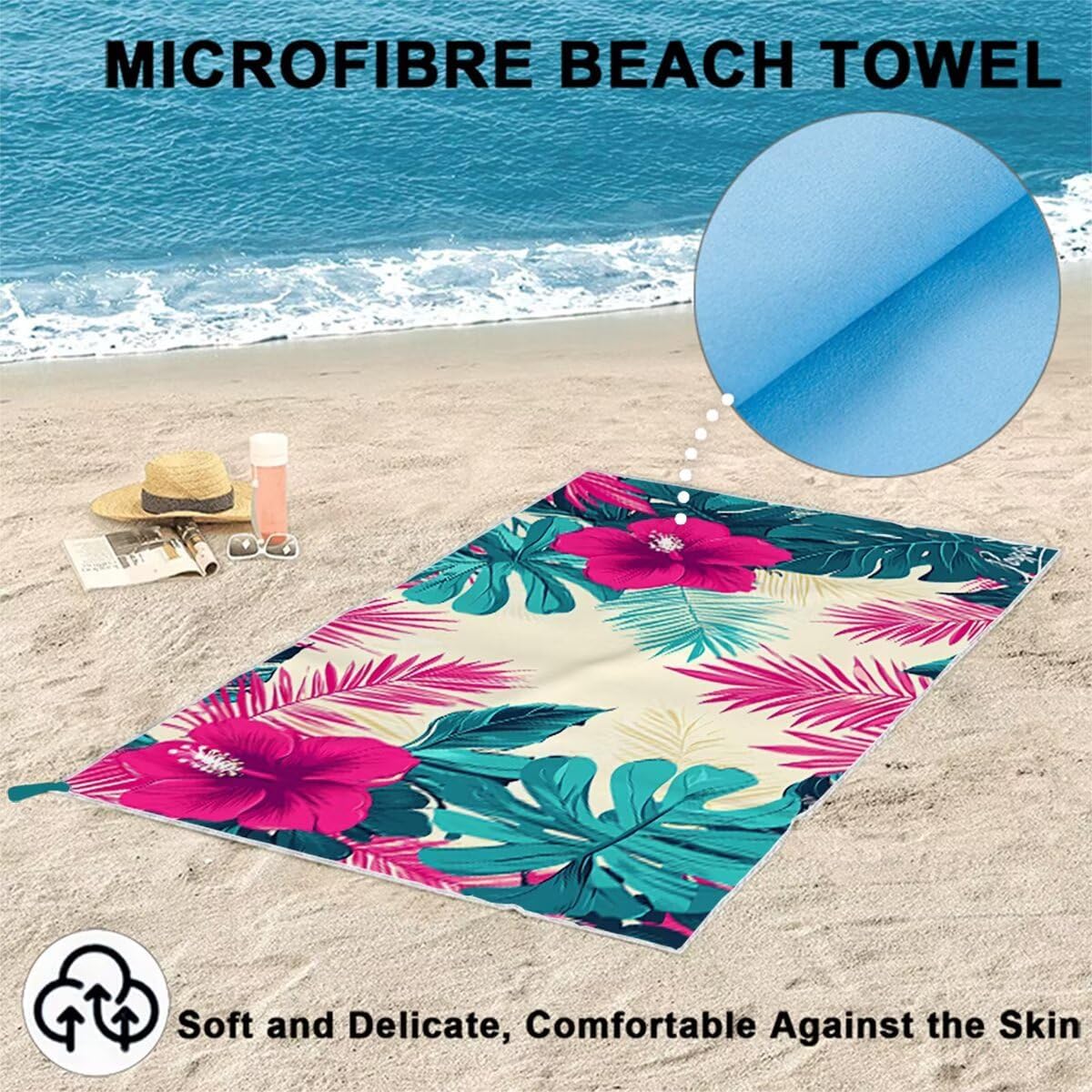 Beach Towel, Microfiber Towel 72"x36", Beach Vacation Essentials, Absorbent Lightweight Thin Sand Free Quick Dry Towels for Travel Sports Pool Swimming Bath Camping Yoga Women Man Adults (Color) P-36