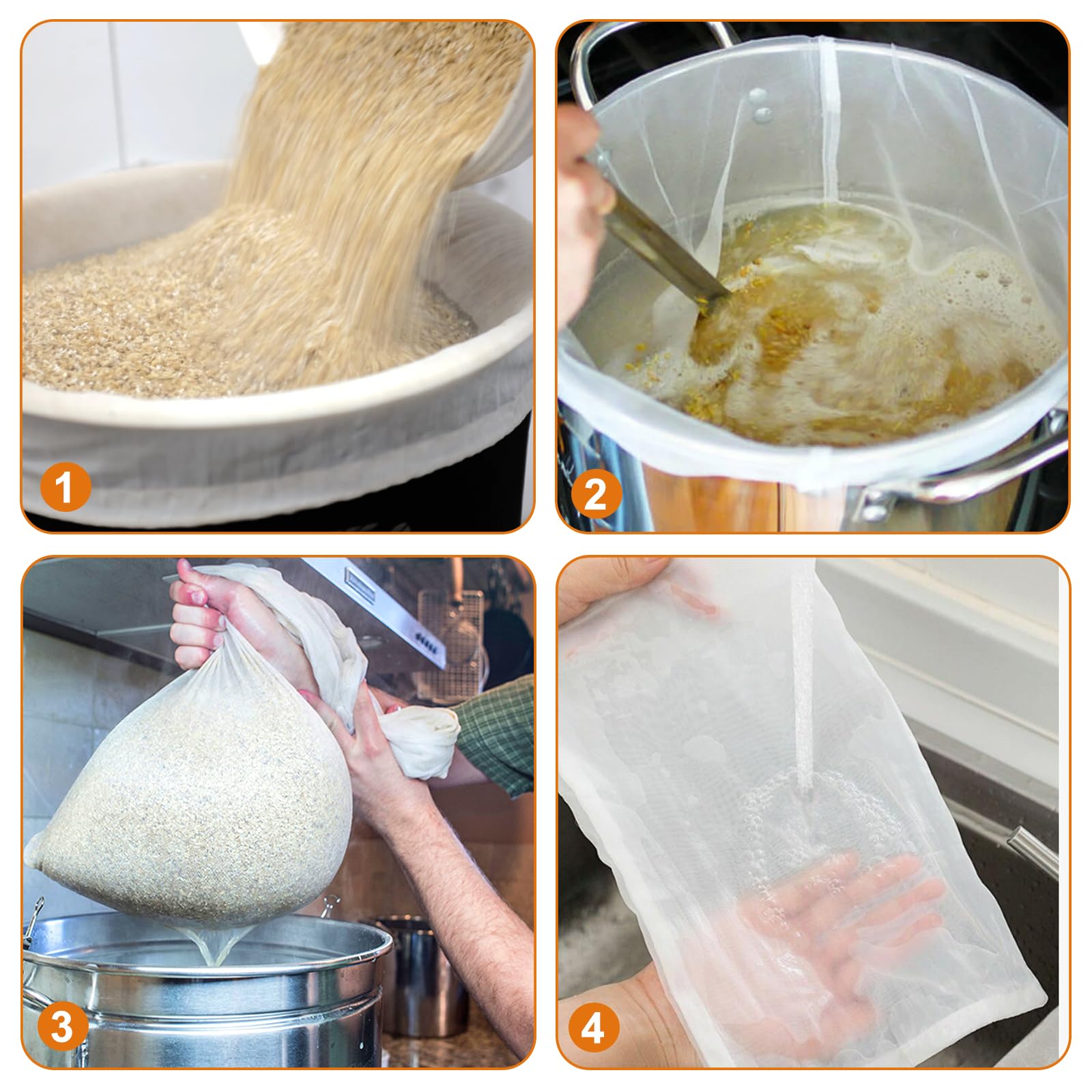 Brew Bags Filter, Witte Fijne Mesh Zeefzakken Met Herbruikbare Multi Size Voor All Grain Brewing Wijnpers Trekkoord Zeef Brouwen in een Zak (6075 Brew Bags Filter, Witte Fijne Mesh Zeefzakken Met Herbruikbare Multi Size Voor All Grain Brewing Wijnpers Trekkoord Zeef Brouwen in een Zak (6075