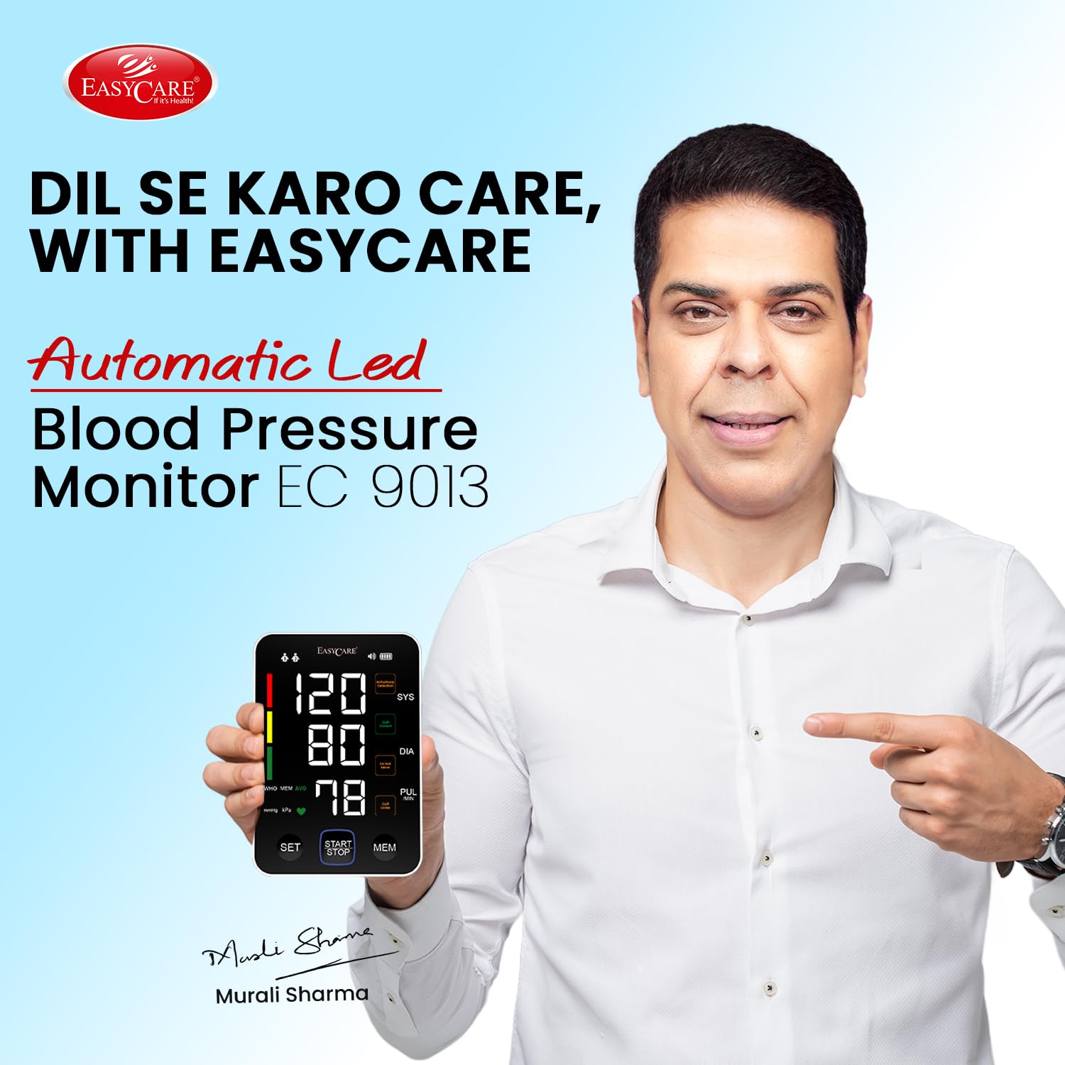 EASYCARE Fully Automatic Talking Digital BP Monitor with Lithium Battery | Portable BP Machine for Home | Large Display | Memory Function | USB Rechargeable | 22-36cm Cuff (Black) - Image 2 thumbnail