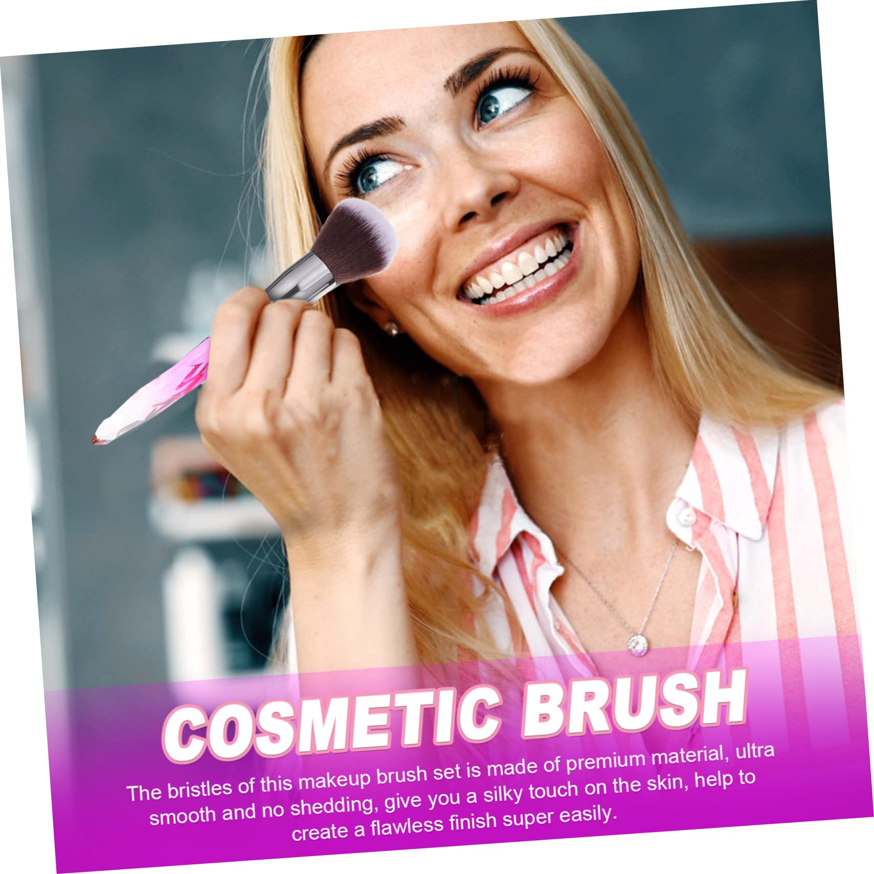 minkissy 20 Stk Make-up-pinsel Mit Kunststoffgriff Schminkpinsel Mit Kristallgriff Concealer Pinsel Make-up-pinsel-kit Für Foundation-pinsel Violett Kunststoff-griff Malen Reisen Diamant