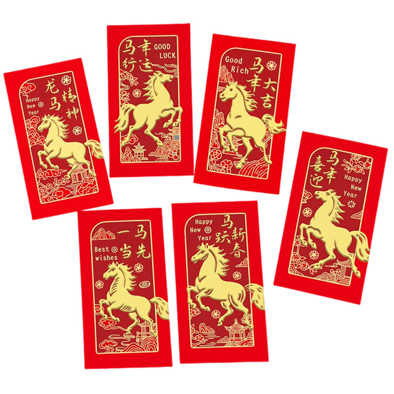 Buste Cinesi Rosse 2026 Anno Del Cavallo Sacchetto Soldi Fortunato Capodanno Cinese Celebrazione Festival
