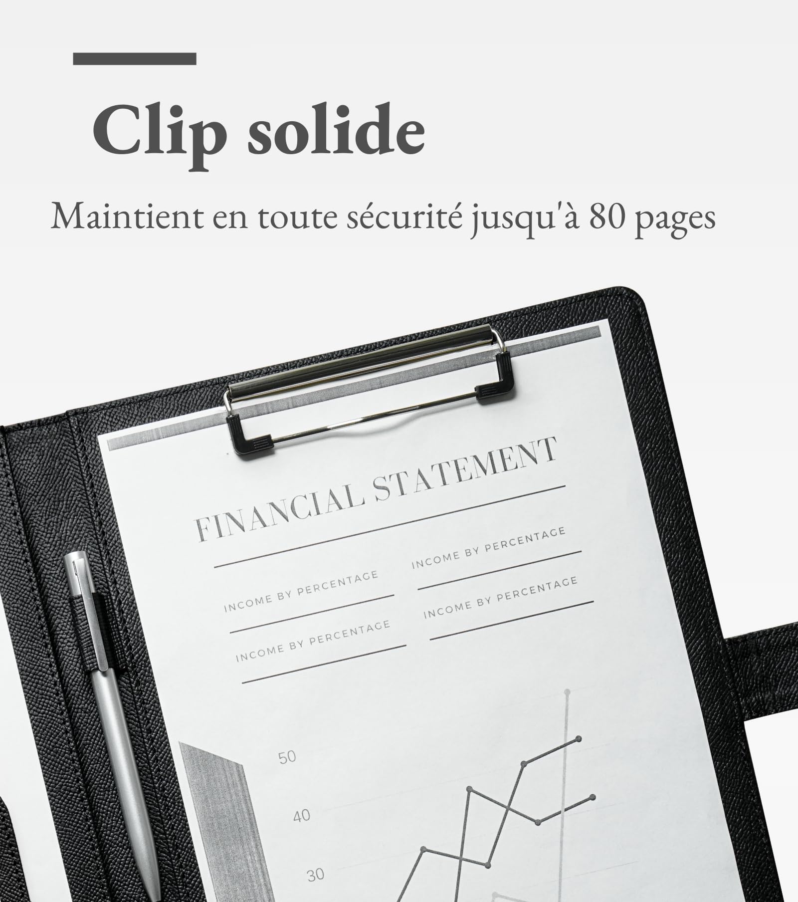 Mymazn Porte Documents A4,Porte Document Homme Femme Pu Cuir Porte Bloc Support Document Conférencier portfolio A4 Range Documents Trieur Organiseur Planchettes Porte-formulaires (Noir)