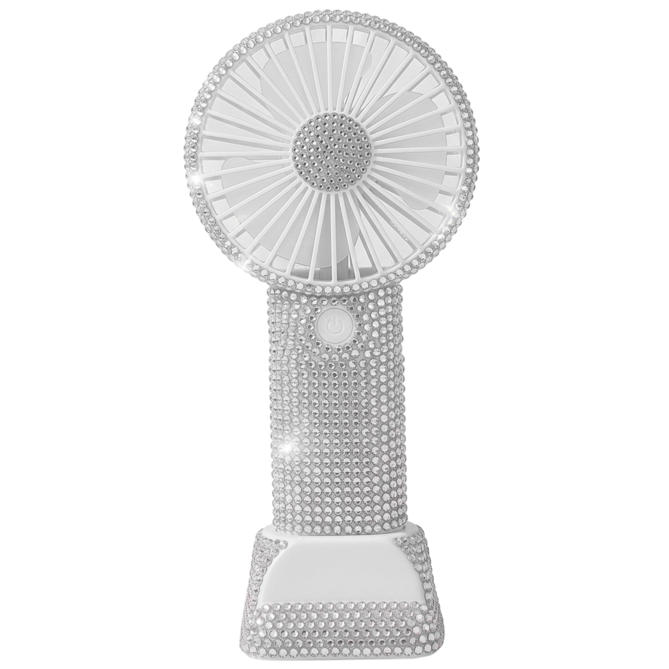 AwnsIMfreien Makeup Fan, Bling Handheld Fan Rechargeable, Portable Personal Fans With 3 Speeds, Quiet Usb Cooling For Bride & Makeup - Silver
