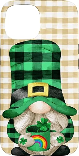 Miniatura 10 de iPhone 1212 Pro San Patricio Buffalo Plaid Shamrock Gnomo con funda café