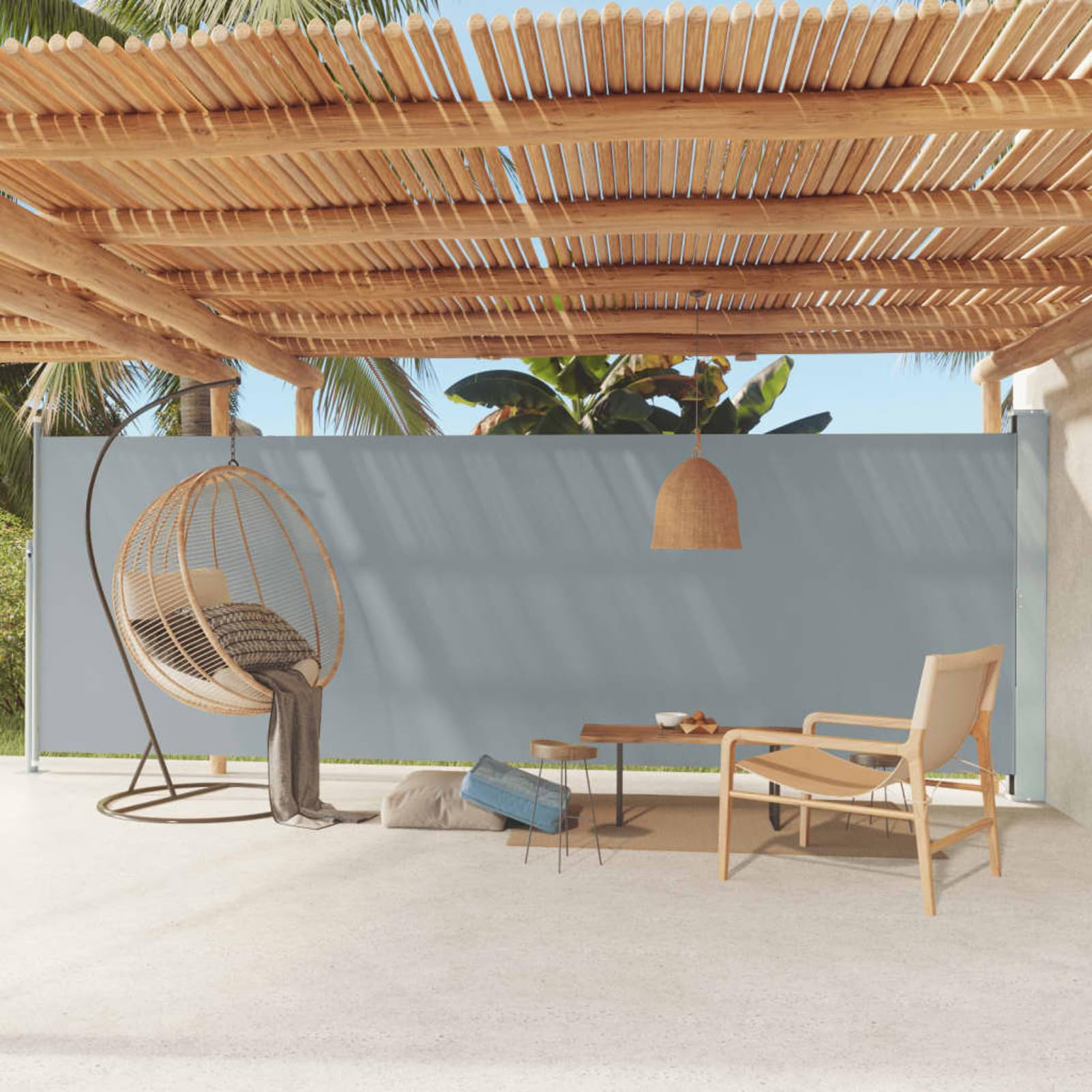 Gecheer Toldo Lateral de Terraza con Retracción Automática - Protección UV y Antiviento, 180 x 600 cm - Gris Modelo YHSLYD-317968ESYJXRXZY