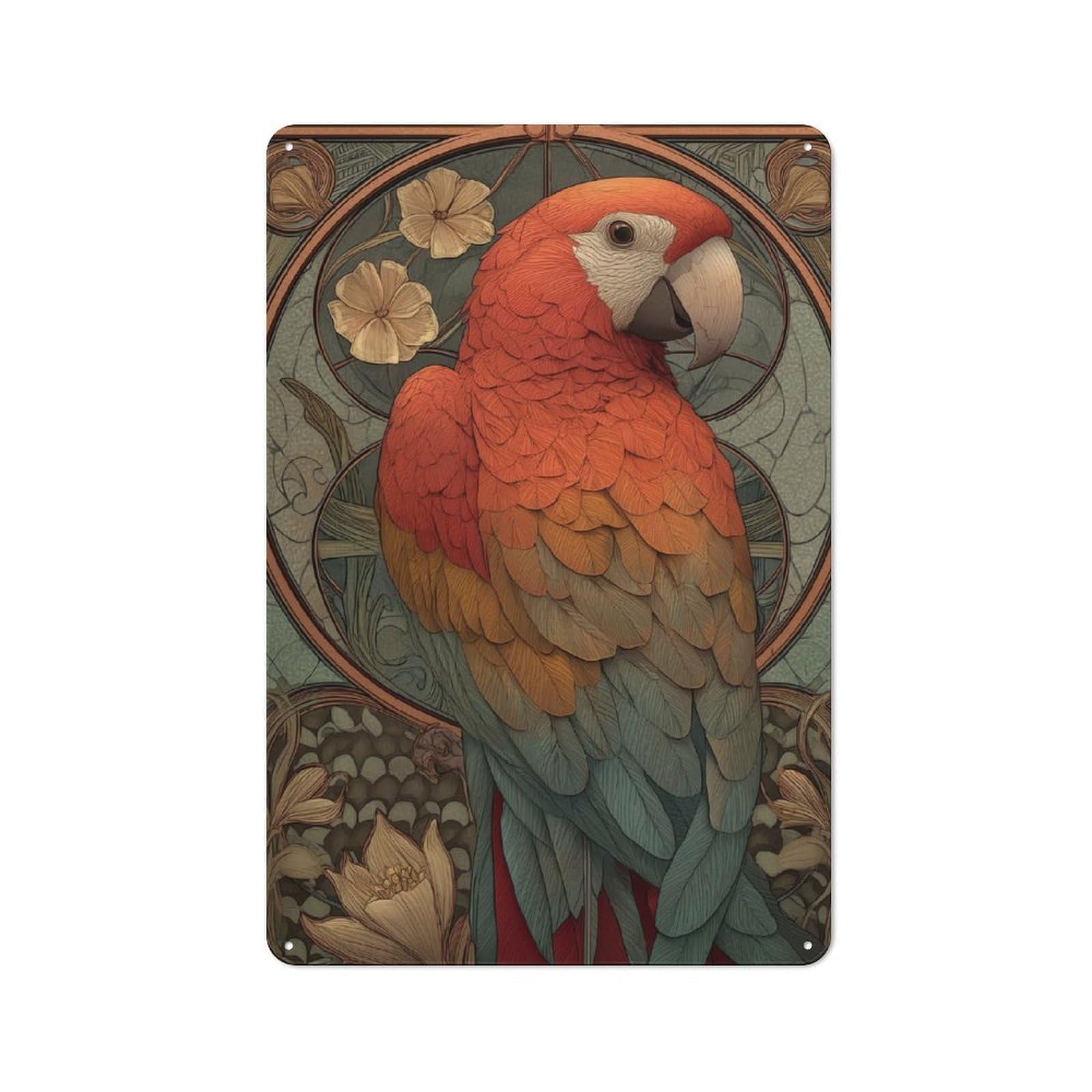 Junmoney Art Deco Parrot Tin Sign 30X20cm For Workshop Wall, Vintage Wall Decor, For Metal Sign Collectors, For Garage And Workshop Walls