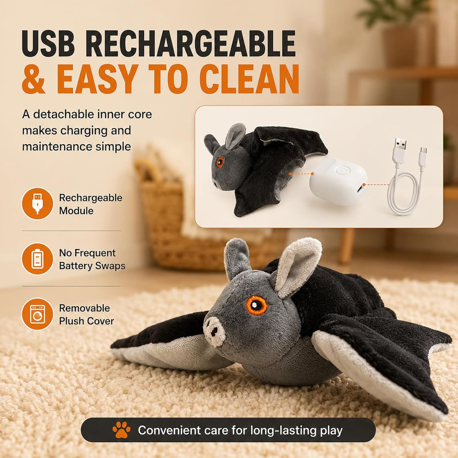 Juguete de murciélago Volador para Perros y Gatos, Juguete Interactivo con alas Que aletean, (3pcs)