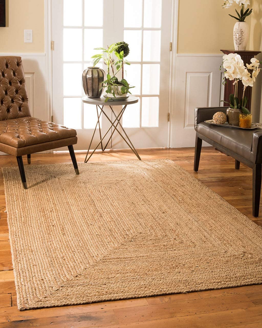 Natural Jute Area Rug – Handwoven Eco-Friendly Carpet for Living Room, Kitchen, Bedroom, Boho Farmhouse Style (Jute Rect, 6x9 feet)-image-10