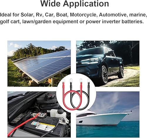Miniatura 5 de MILAPEAK Cables de batería de 4 AWG, juego de cables inversores de batería marina de calibre 4 de 5 pies con terminales de 38 pulgadas (positivos y