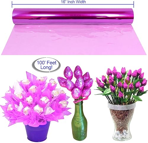 Miniatura 2 de AnapoliZ Rollo de celofán para envolver lavanda, 100 pies de largo x 16 pulgadas de ancho, lavanda transparente de 2.3 mil de grosor, para regalos,
