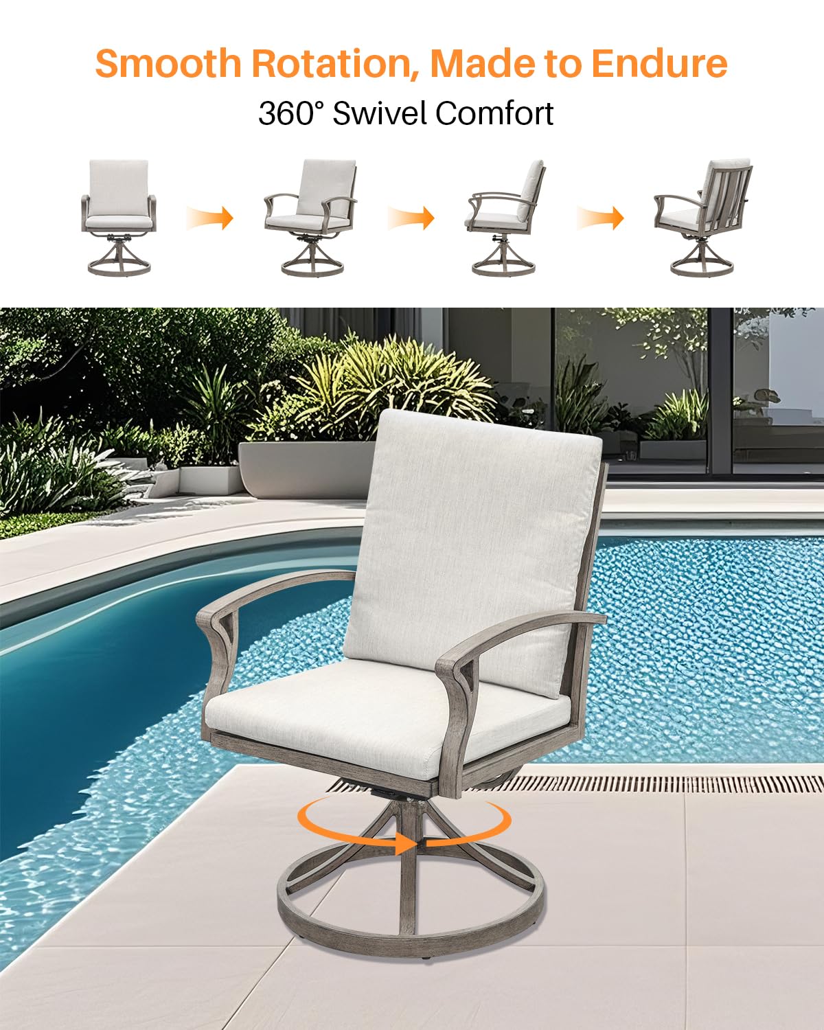 Juego de comedor de patio de 9 piezas, juego de comedor de aluminio al aire libre para 8, juegos de muebles de patio con agujero para paraguas, 6 sillas de comedor, 2 sillas de comedor 4