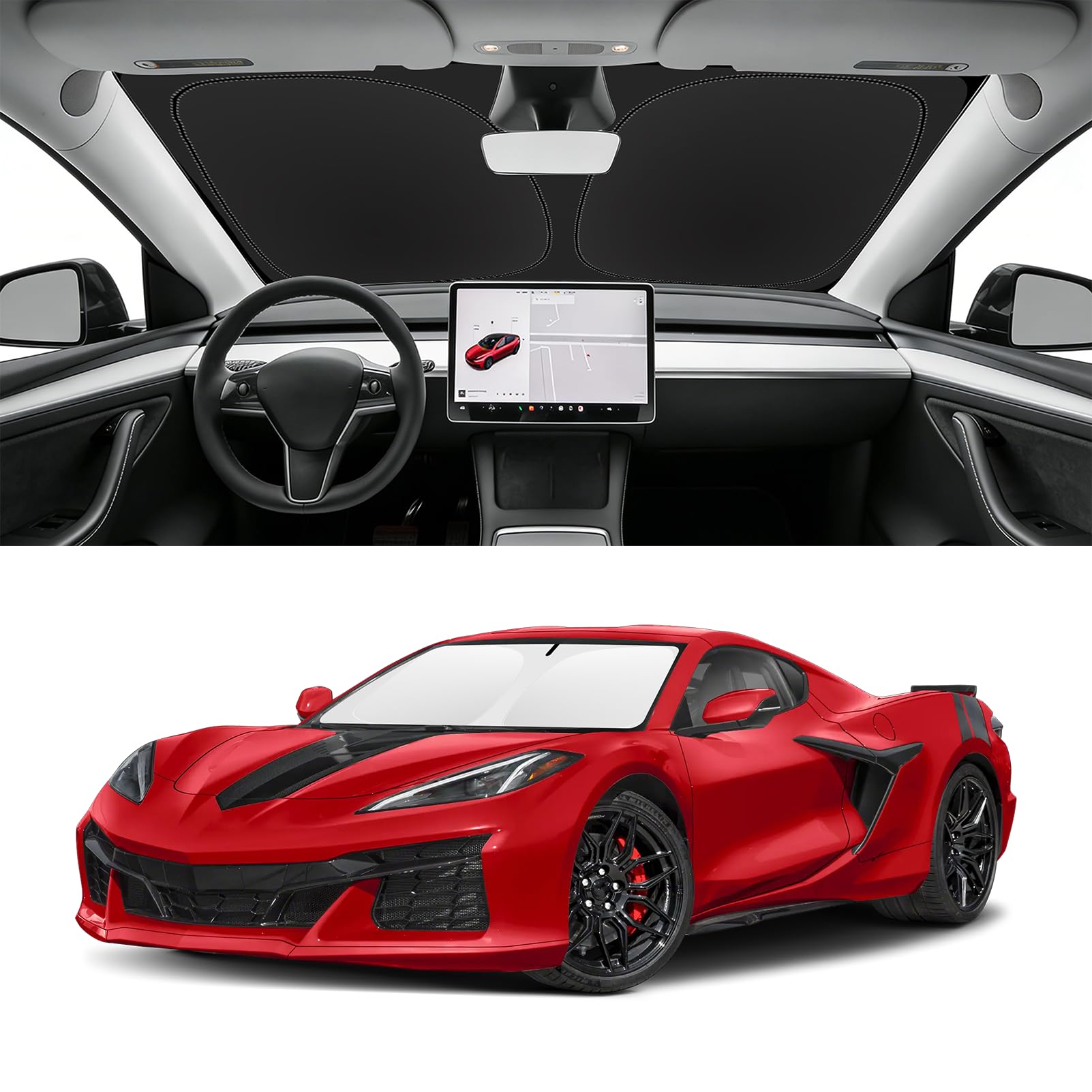 Custom Fit Windshield Sun Shade for Chevy Corvette C8 2020-2027