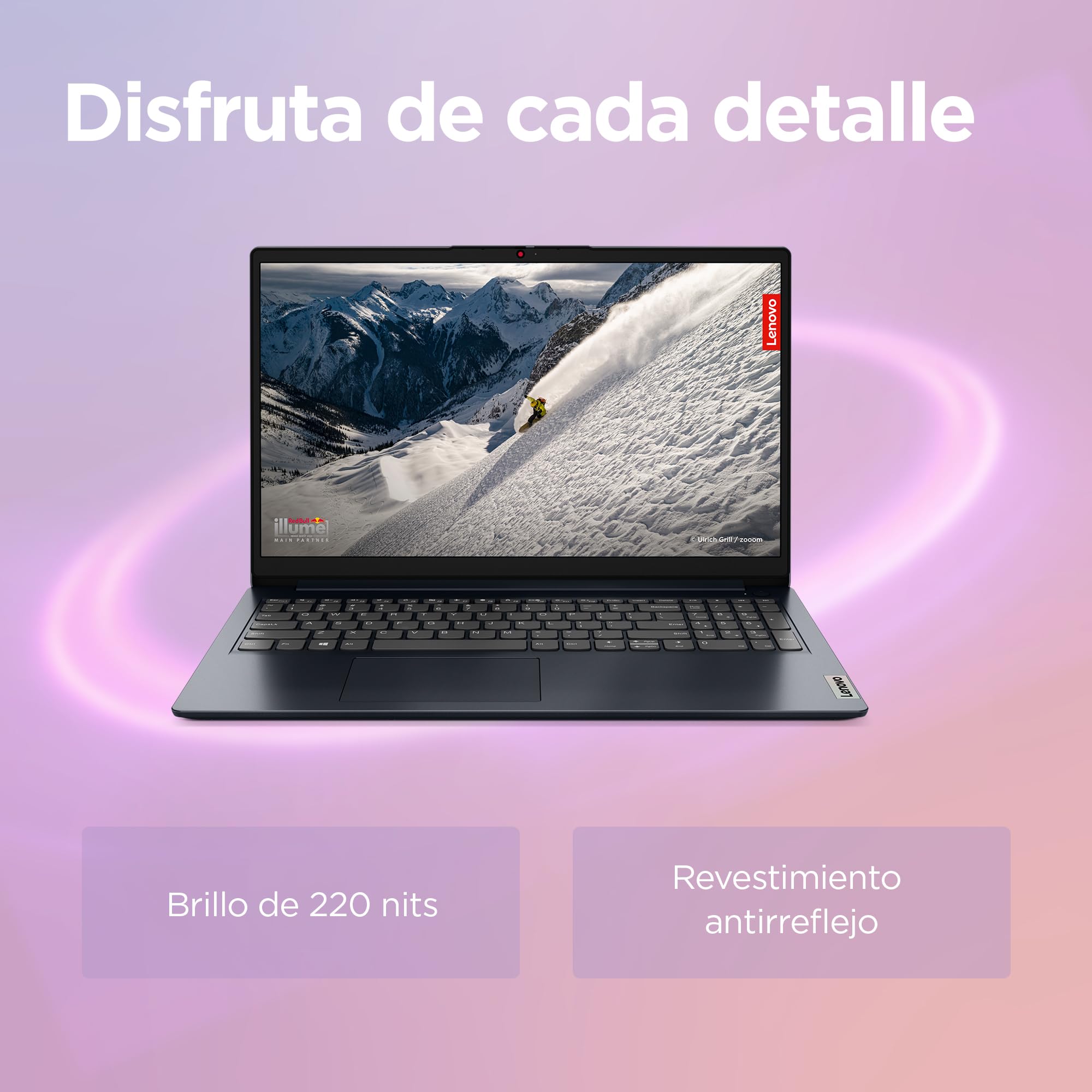 Lenovo IdeaPad 1 Gen 7 - Ordenador Portátil 15.6" FullHD (AMD Ryzen 7 5700U, 8GB RAM, 512GB SSD, AMD Radeon Graphics, Sin Sistema Operativo) Azul - Teclado QWERTY Español