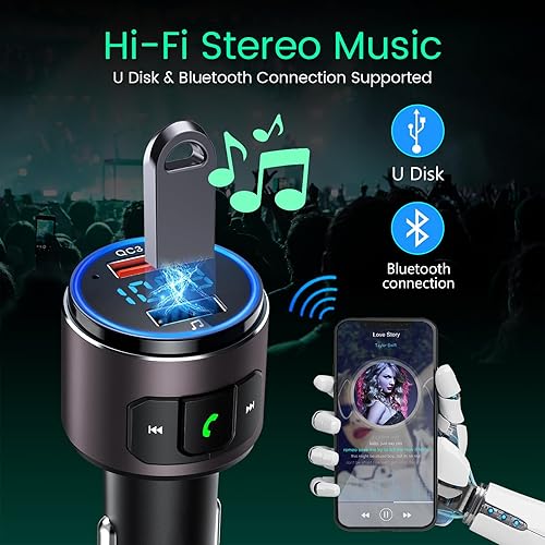 Miniatura 8 de Transmisor FM Actualizado V5.0 para Coche - Marrón