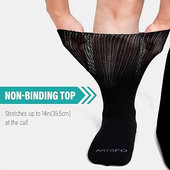 Diabetic Socks for Men & Women, Extra Wide Soft Top, Non-Binding, Loose Fitting, 3 Pairs, White, One Size (UK), Calf Length, Unisex-Adults