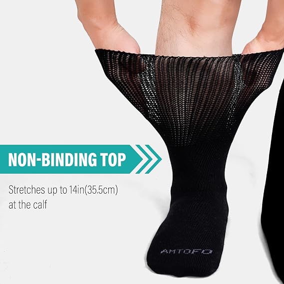 Diabetic Socks for Men & Women, Extra Wide Soft Top, Non-Binding, Loose Fitting, 3 Pairs, White, One Size (UK), Calf Length, Unisex-Adults