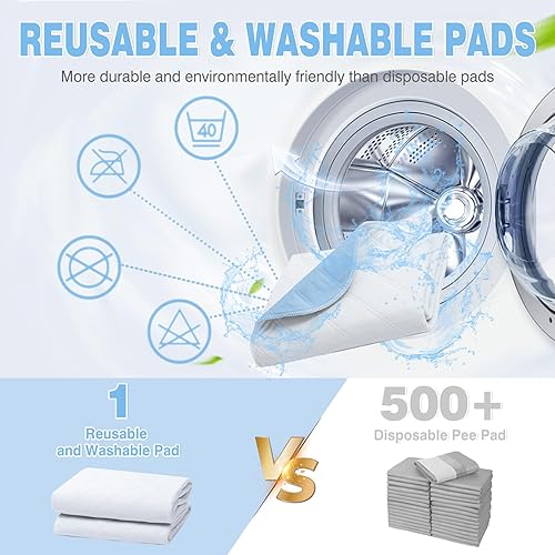 Miniatura 6 de Almohadillas lavables para orina para perros  Almohadillas reutilizables para entrenamiento de cachorros, almohadillas impermeables para orina de