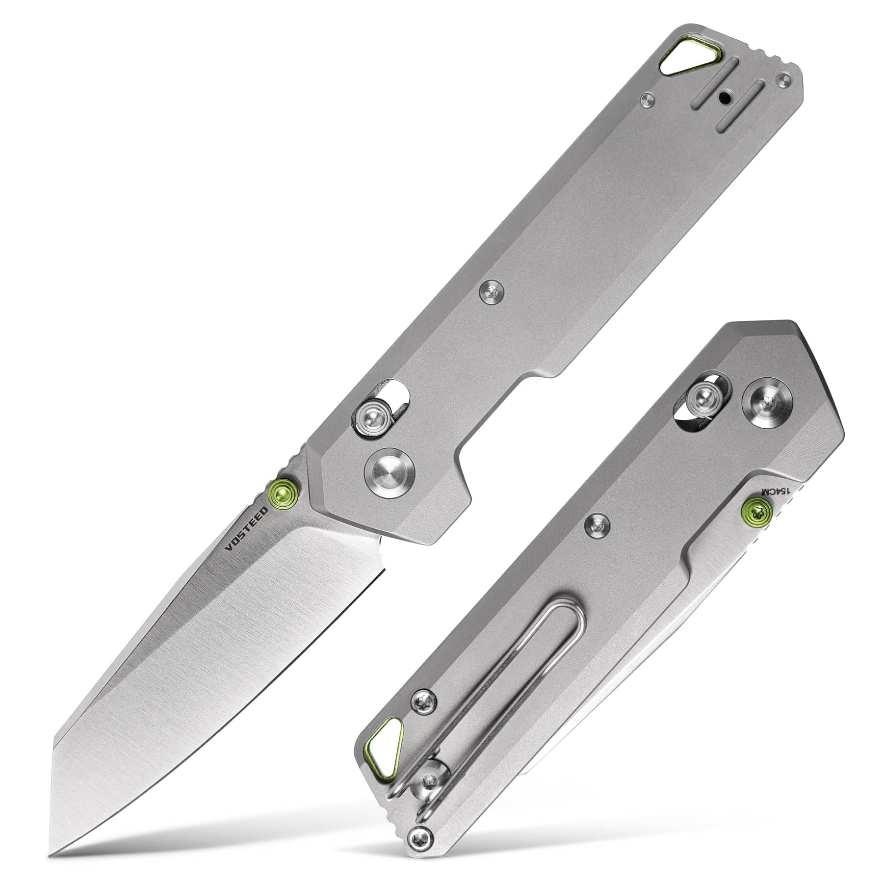 Vosteed Ultra Thin EDC Pocket Knife for Men & Women, 2.9" 154CM Blade, Thumb Stud, Crossbar Lock Titanium Handle Slim Folding Knives for Daily Use - Parallel A3503
