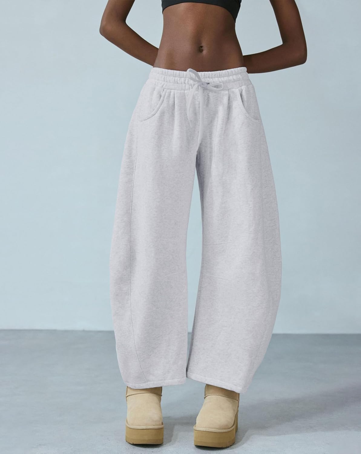 IWD Womens Sweatpants 2026 Baggy Wide Leg Pants Casual Elastic Waisted Drawstring Barrel Sweat Pants with Pockets - Image 4