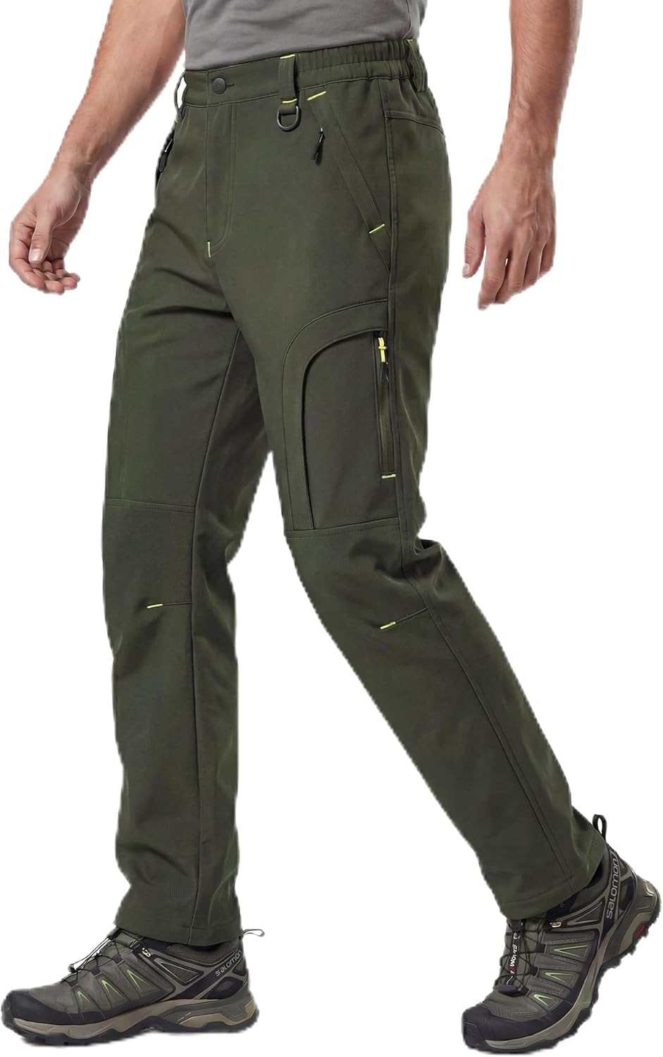 Lizorn Men's Snow Ski Pants Waterproof Insulated Winter Softshell Fleece Lined Hiking Work Snowboard Trousers for ColdWeather