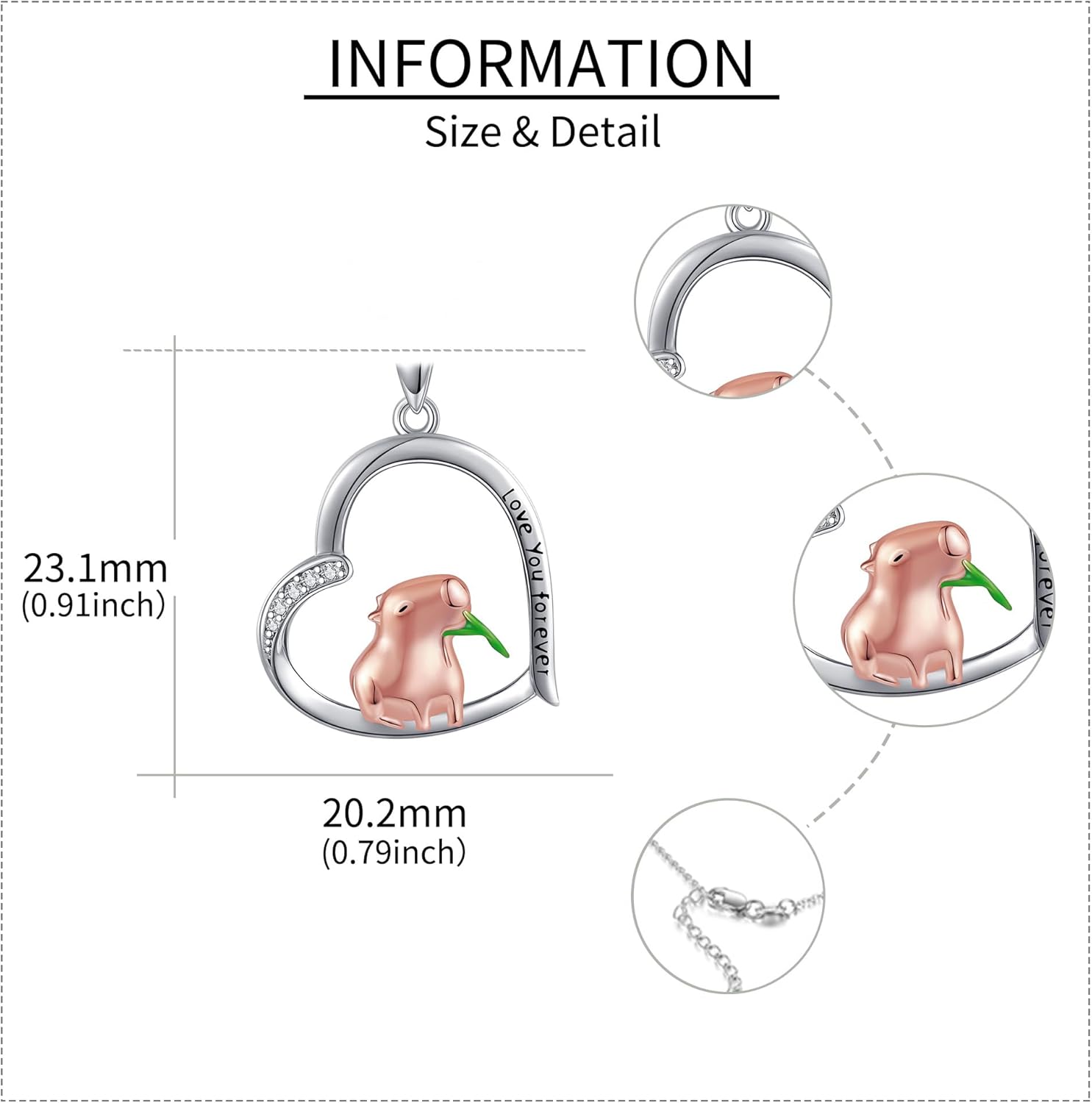 Sterling Silver 925 Cute Animal Necklace Heart Pendant Jewelry Gift For Women Valentine's Day Christmas Gifts - Image 4