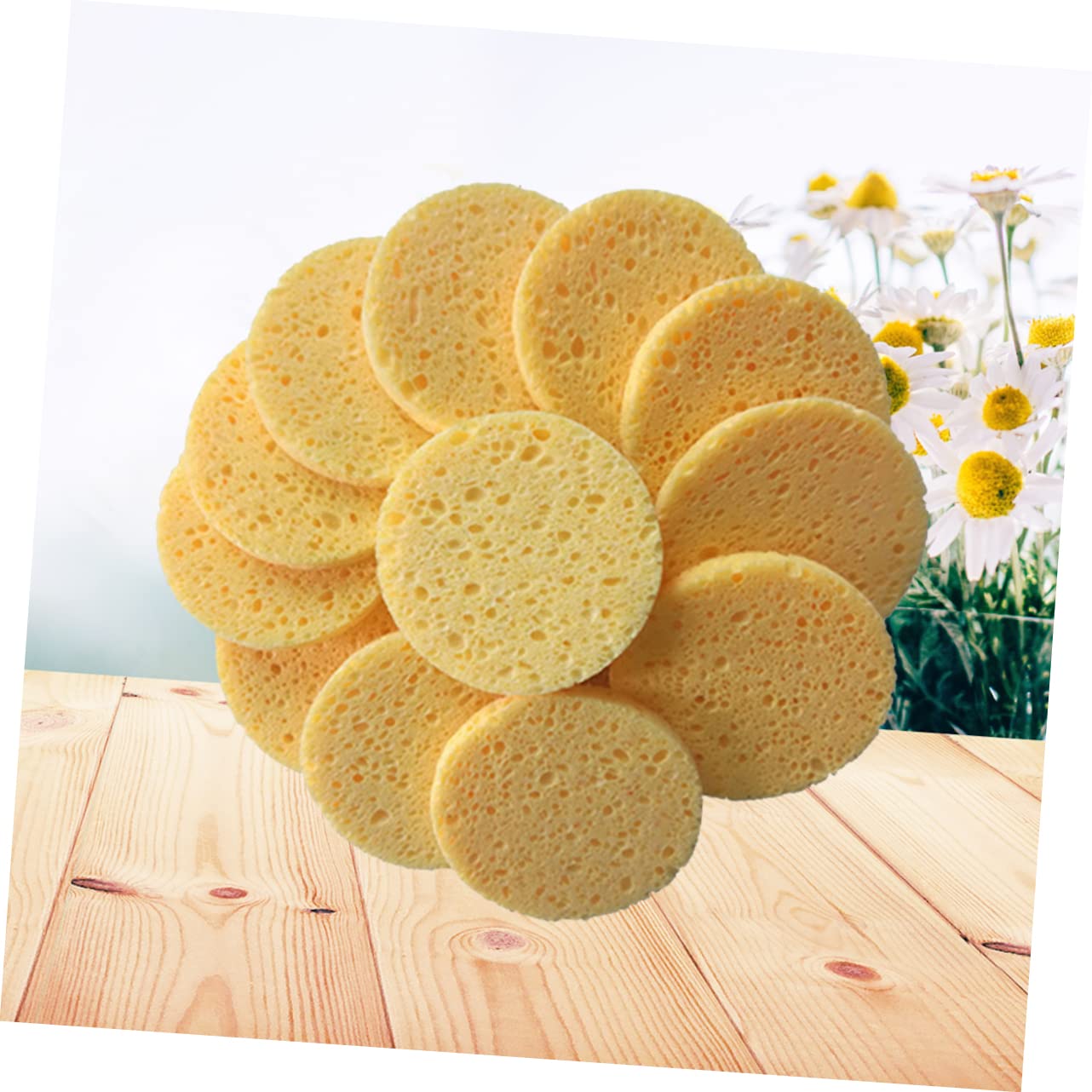 Healeved 100pezzi Pz Spugne Cellulosa Naturale Per Pulizia Viso Strumenti Per Rimozione Make-up Morbide e Delicate Formato Rotondo Per Esfoliazione e Detersione Pori