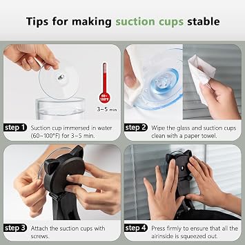JUNSPOW Cat Window Perch Cordless, Breathable Kitten Beds | No tools needed. Strong suction cups hold up to 40lbs. Foldable design saves space. Perfect for bird watching.