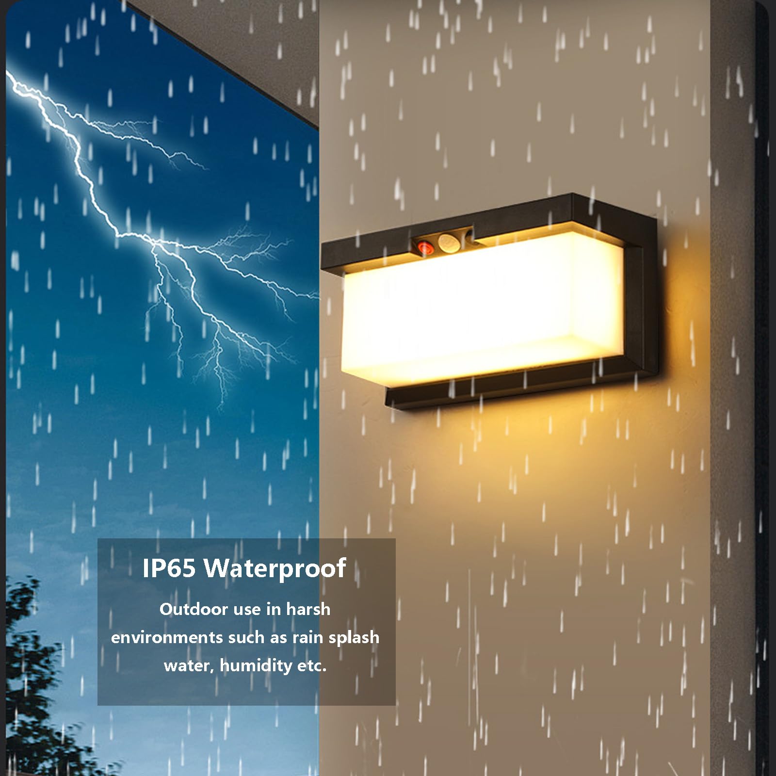 LED Exterior Inalámbricas Apliques de Pared Solares Recargable Lámpara de Pared Impermeable IP65 Iluminación de Pared Moderna con Sensor de Movimiento para Porche Camino Garaje (Negro,Luz Blanca)