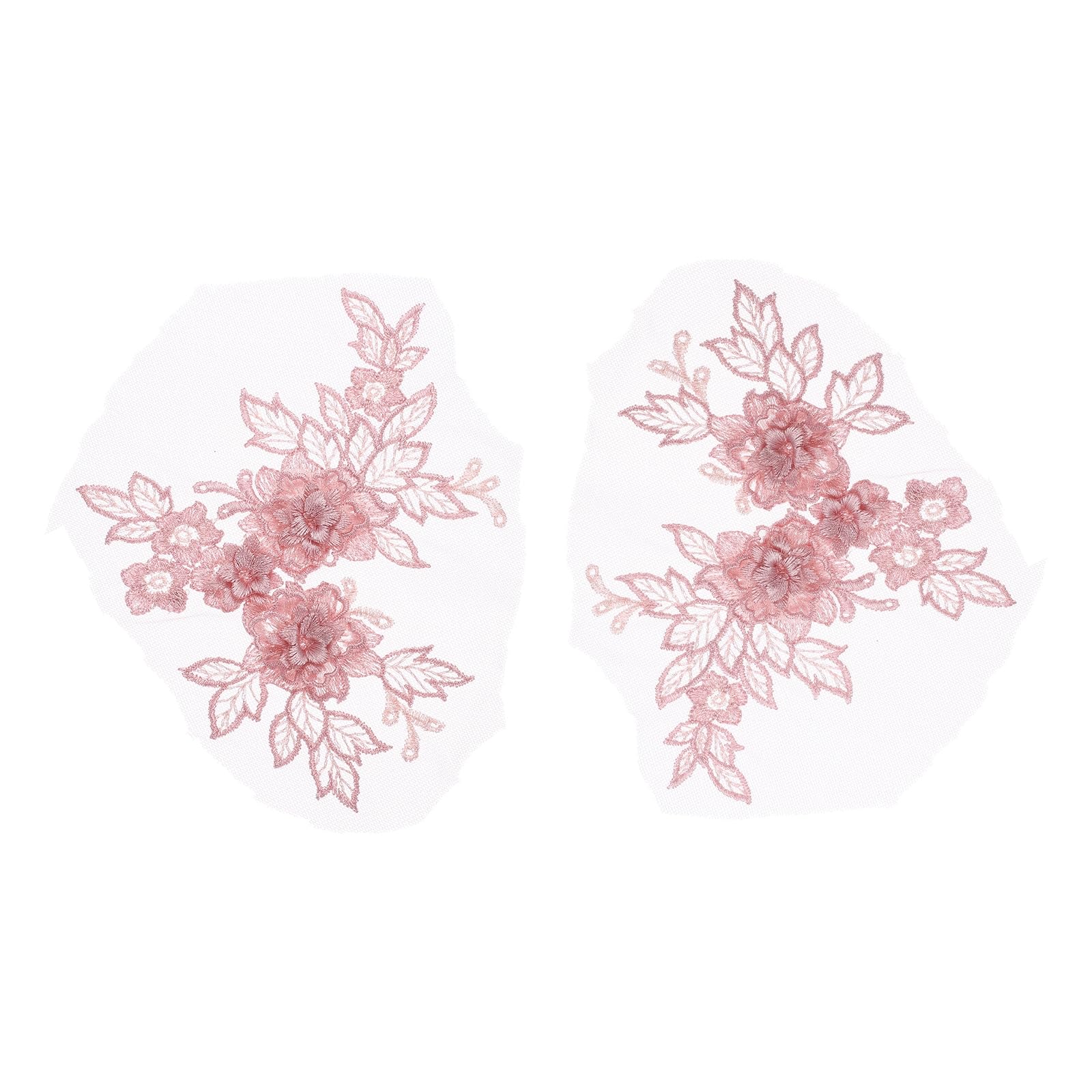 sourcing map 2 Pcs Flower Lace Appliques 3D Embroidery Dark Pink (20cm)