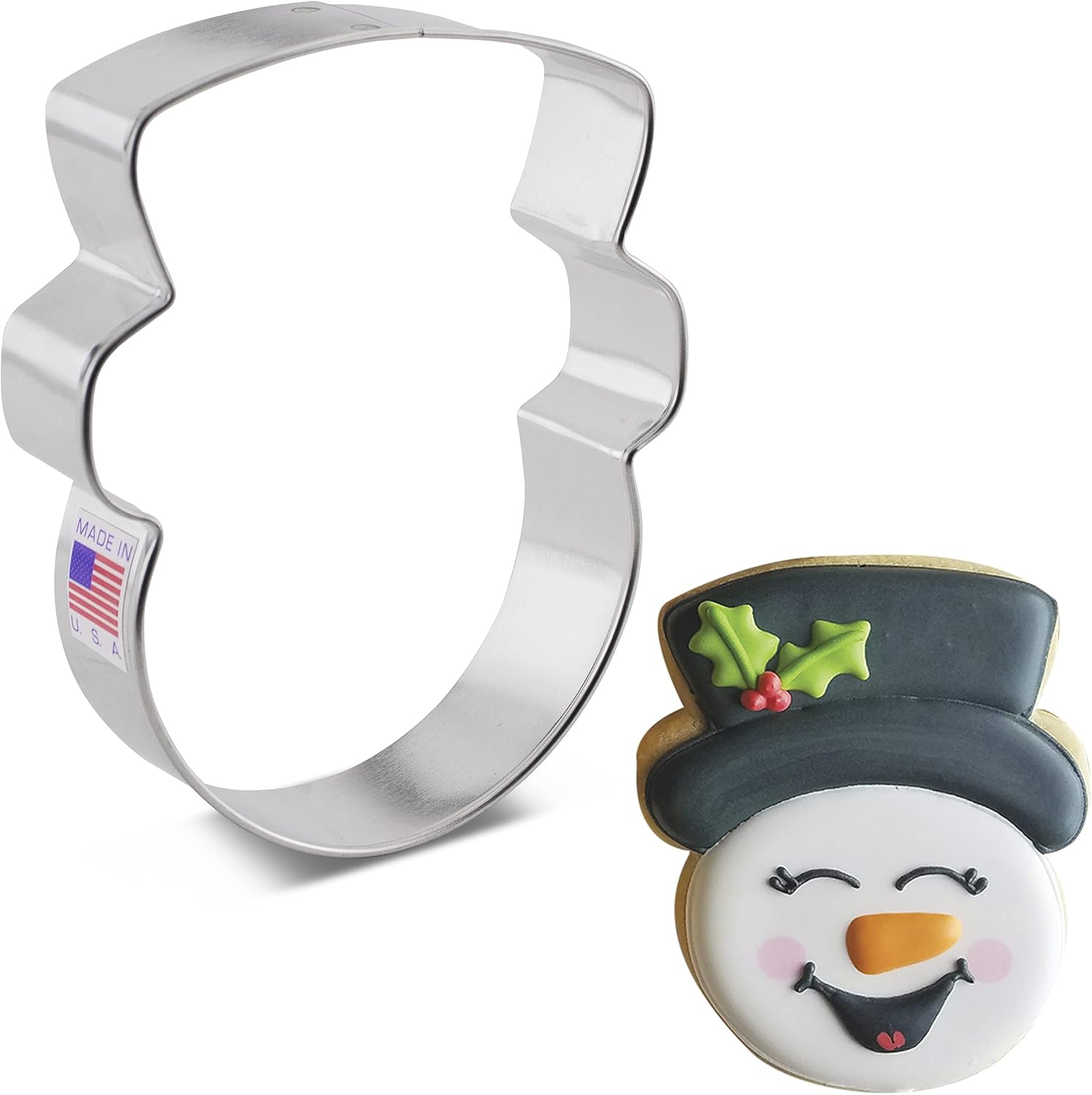 Snowman Head/Face Cookie Cutter, 4" Made in USA by Ann Clark