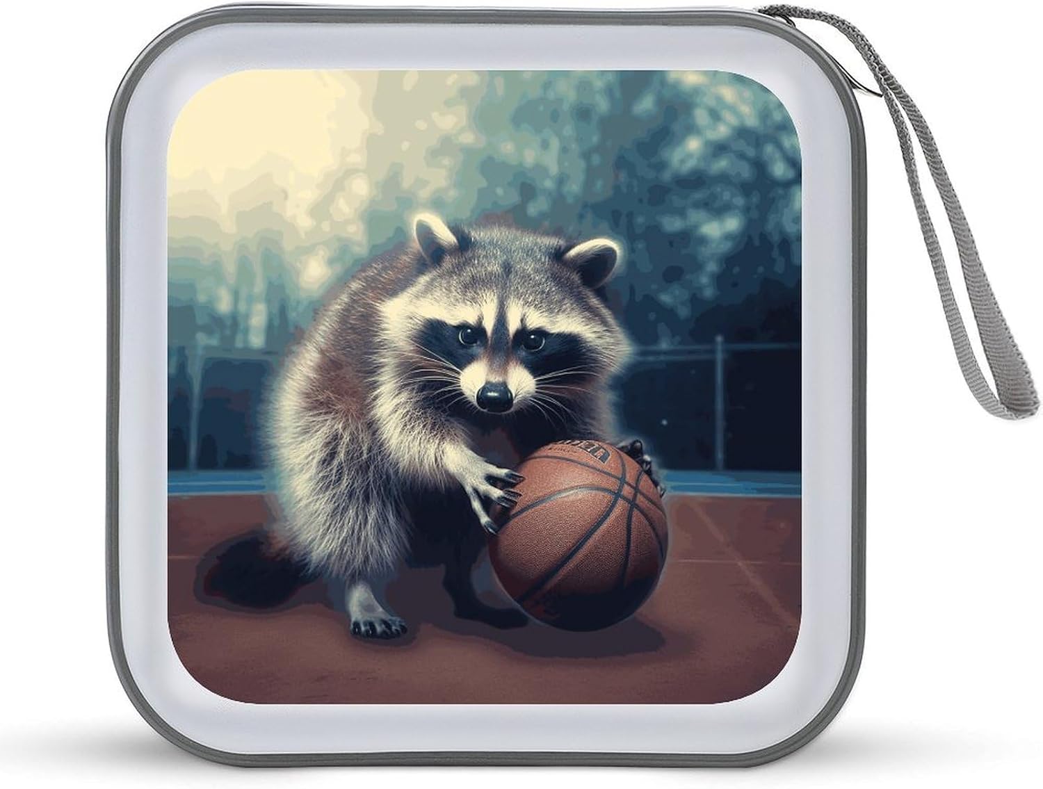 Funny Raccoon Basketball CD Case CD Storage Box DVD Sleeves