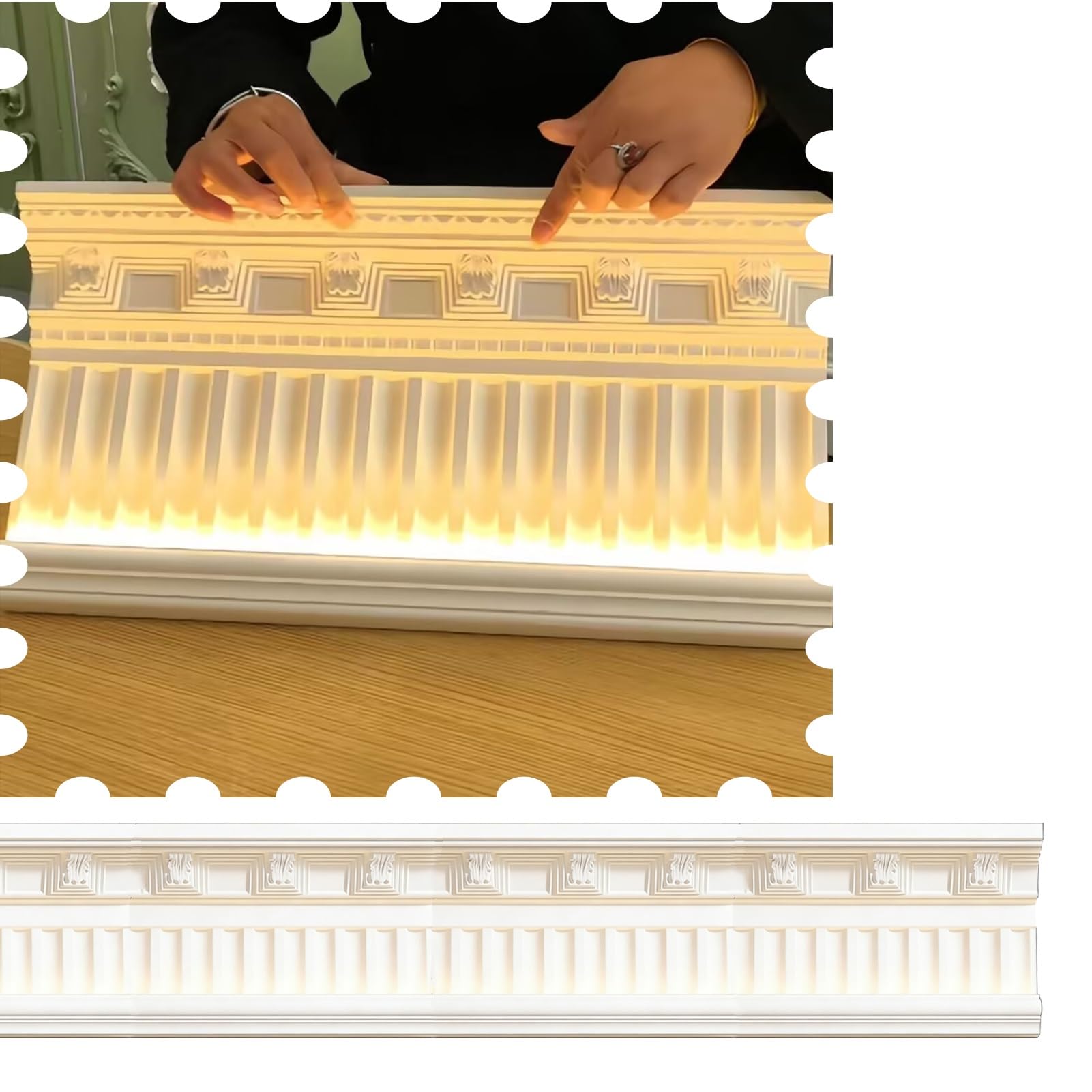 Listwy Sufitów Listwa Przysufitowa z Kanałem LED – Wysokość 15 19 24 30 cm, Listwa Ochronna Krawędzi Sufitu (Wpuszczana) – do Wykończenia Linii Ścian/Obrzeży Tapet(Height(9 1/2")24 cm)