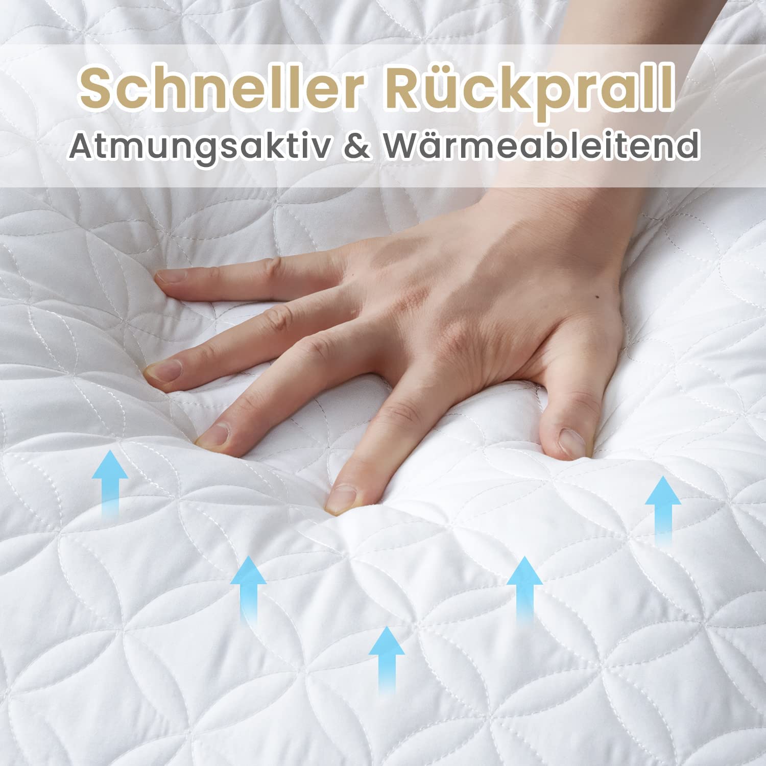 BedStory Kissen,Kopfkissen 80x80 cm 2er Set, orthopädisches Seitenschläferkissen mit Mikrofaser Füllung, atmungsaktives Schlafkissen Sitzkissen Sofakissen, weich Aber fest 2X 1500g