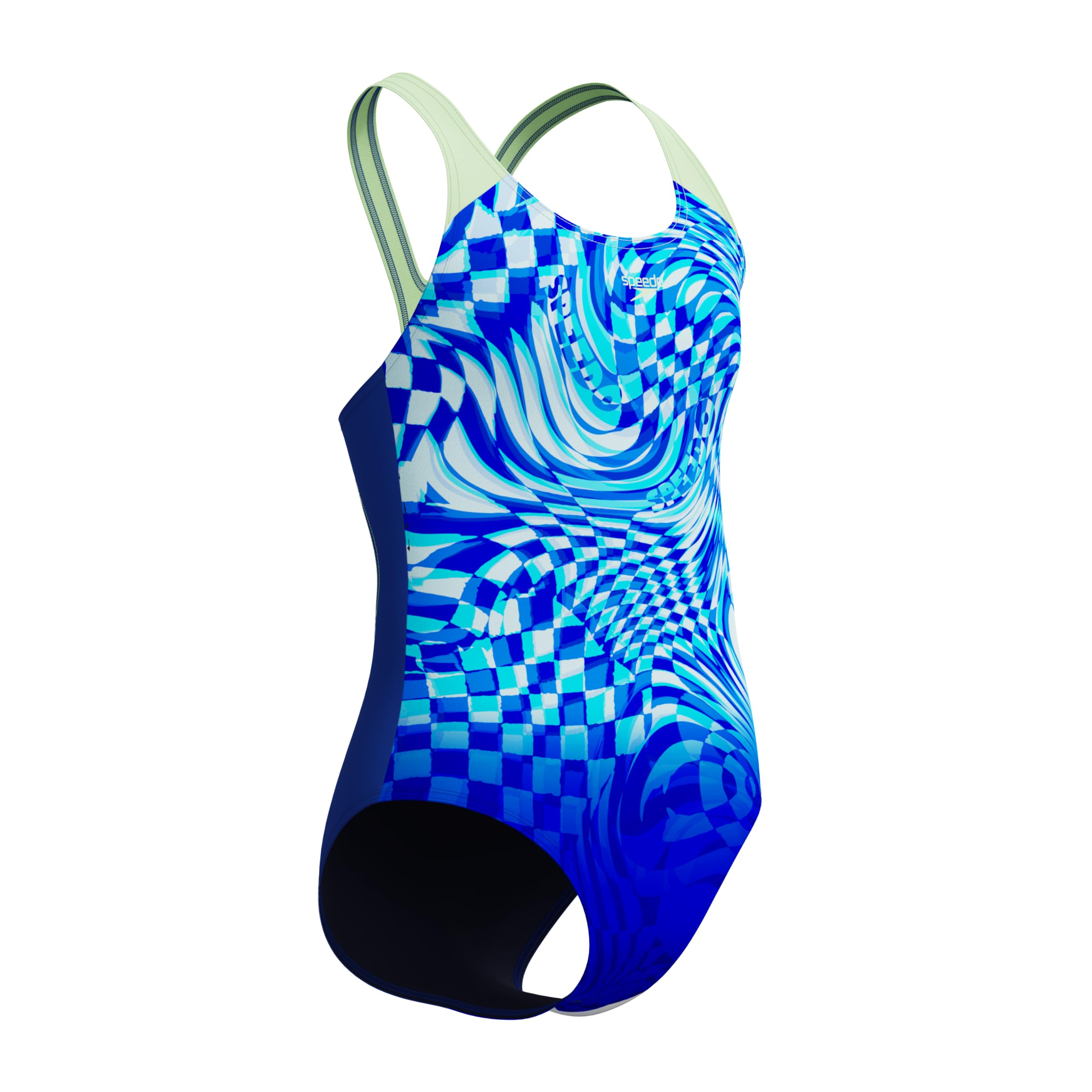 Speedo Maillot de bain pour fille avec imprimé saphir foncé/trèfle pâle