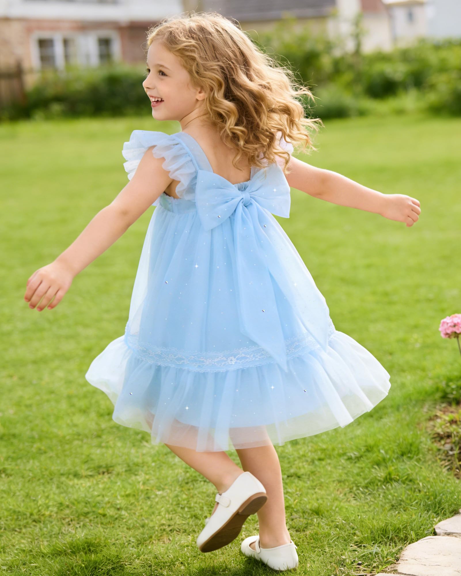 ZOEREA Vestido de Tul para niña pequeña, Volantes, sin Mangas, Vestido para niña para cumpleaños y Tiempo Libre 18M–6 años