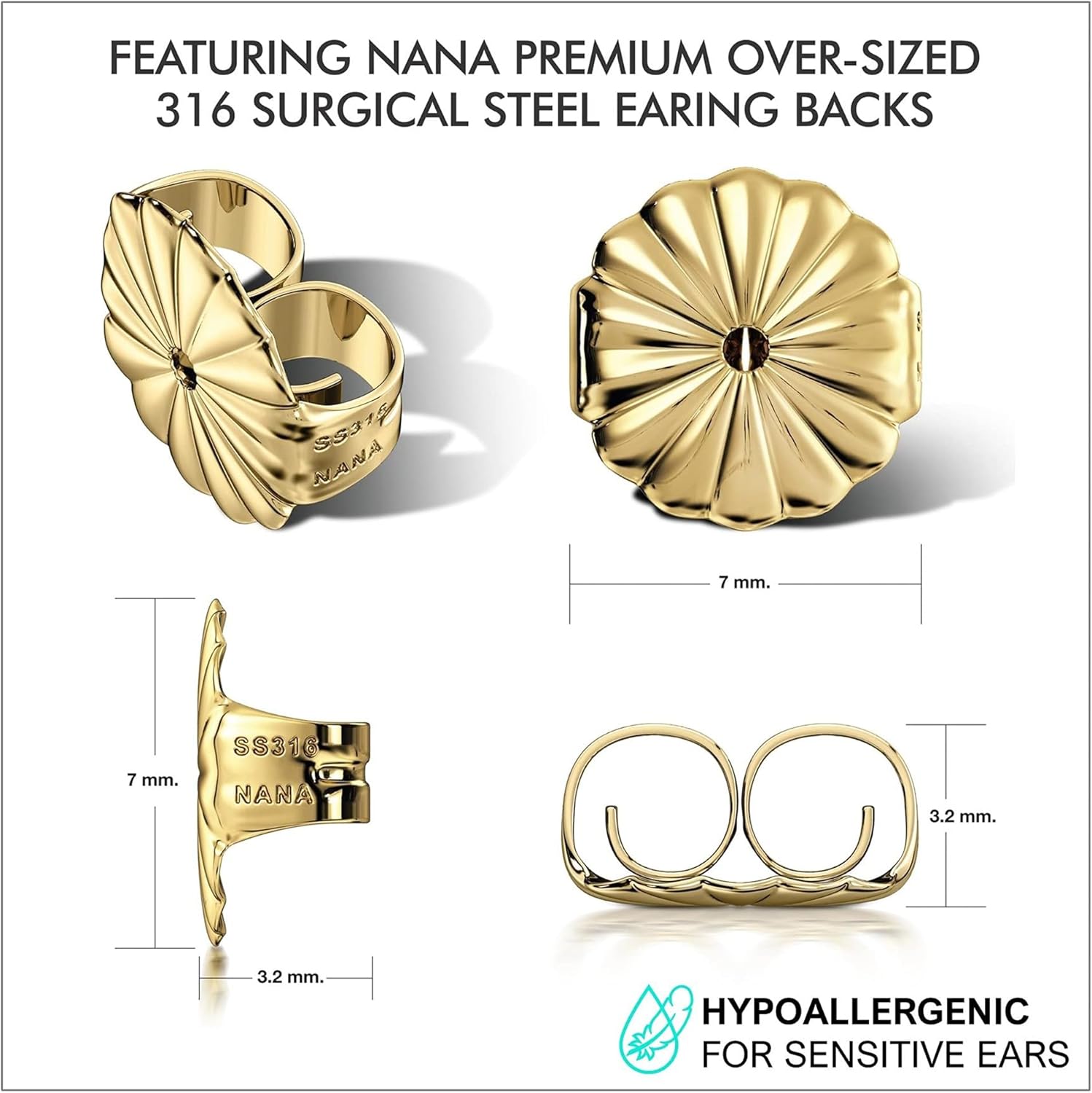 NANA Jewels Asscher Cut 14K Solid Gold Posts & Sterling Silver Simulated Diamond Stud Earrings 0.75 to 4.00ctw CZ - Image 5