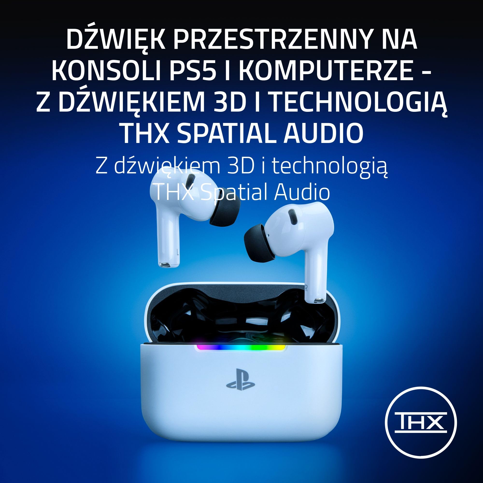Razer Hammerhead V3 X HyperSpeed PlayStation - Bezprzewodowe, wieloplatformowe słuchawki douszne dla graczy - HyperSpeed Wireless i Bluetooth - 40 godzin - wodoodporność IPX4 - THX Audio | Biały