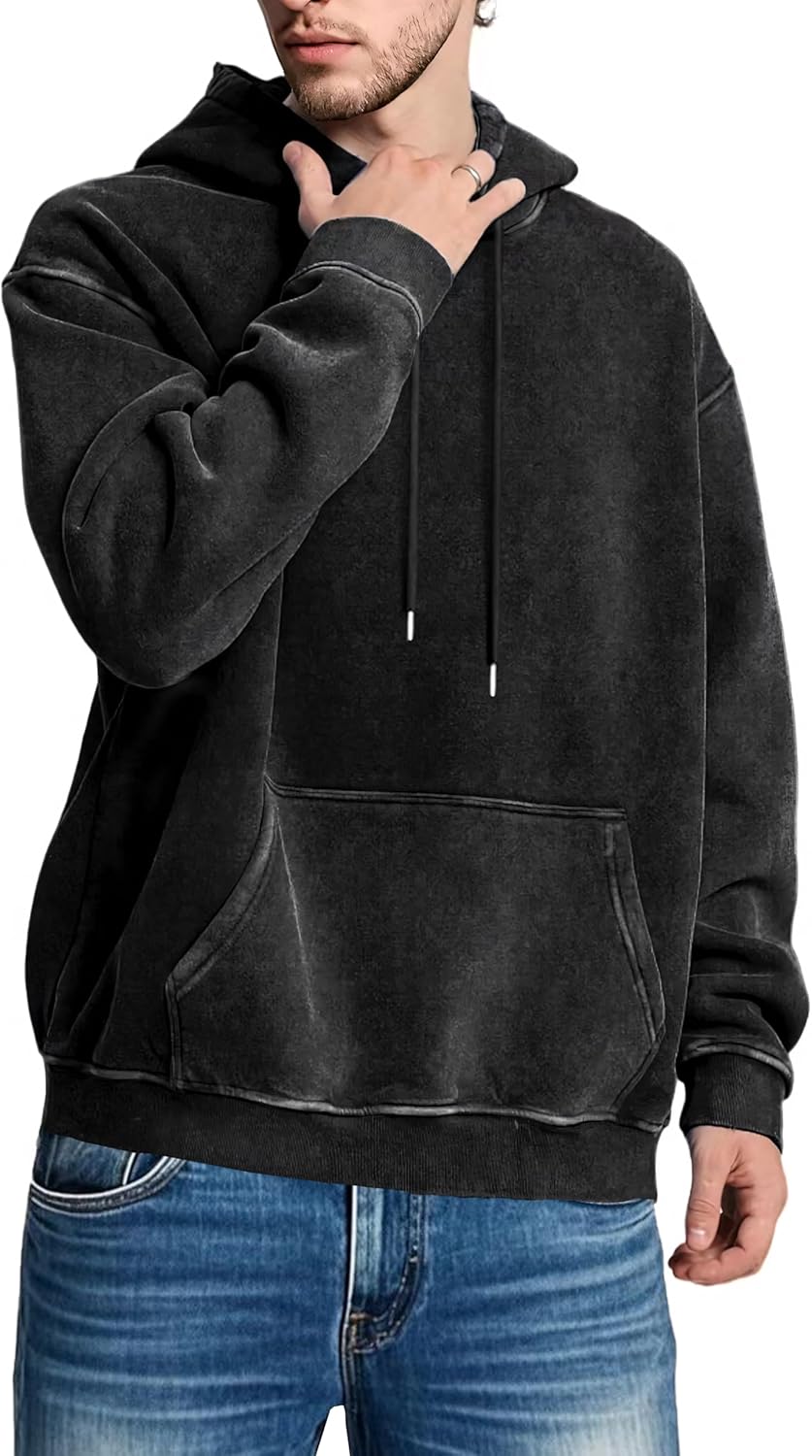 MOONCOLOUR Men's Fashion Novelty Color Block Hoodies Long Sleeve Fleece Hooded Pullover Sweatshirts with Pockets - Image 2