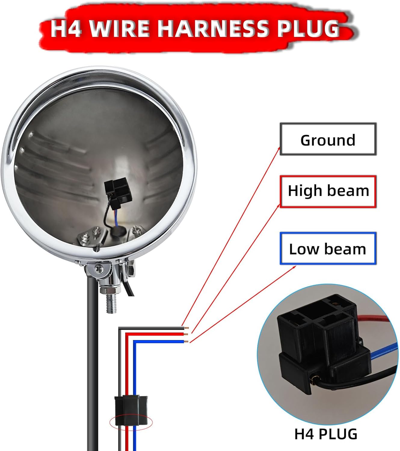 FATECIM Motorcycle 5.75" Round Headlight Bucket Housing with Visor 5 3/4 Inch LED Headlamp Shell Cover Heavy Duty Universal for Harley Kawasaki Honda Yamaha Suzuki Chopper Cafe Racer Bobber Chrome