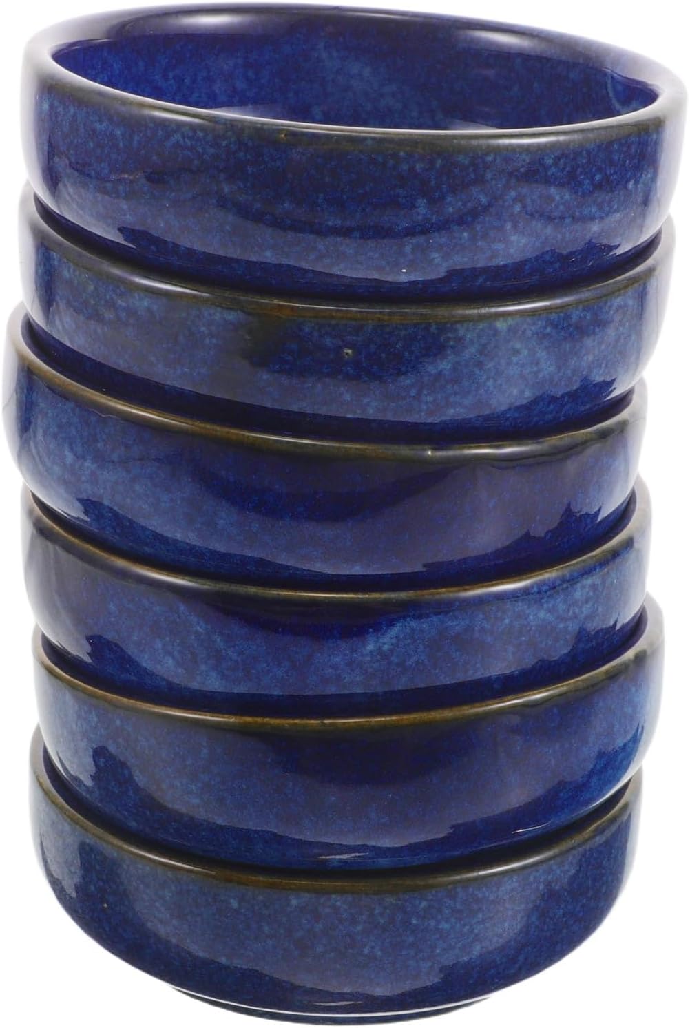 6pcs Dipping Bowls - 3 Inch Ceramic Shallow Bowl - Vintage Style Kiln Glazed Side Dishes for Sauce, Appetizer, and Condiment