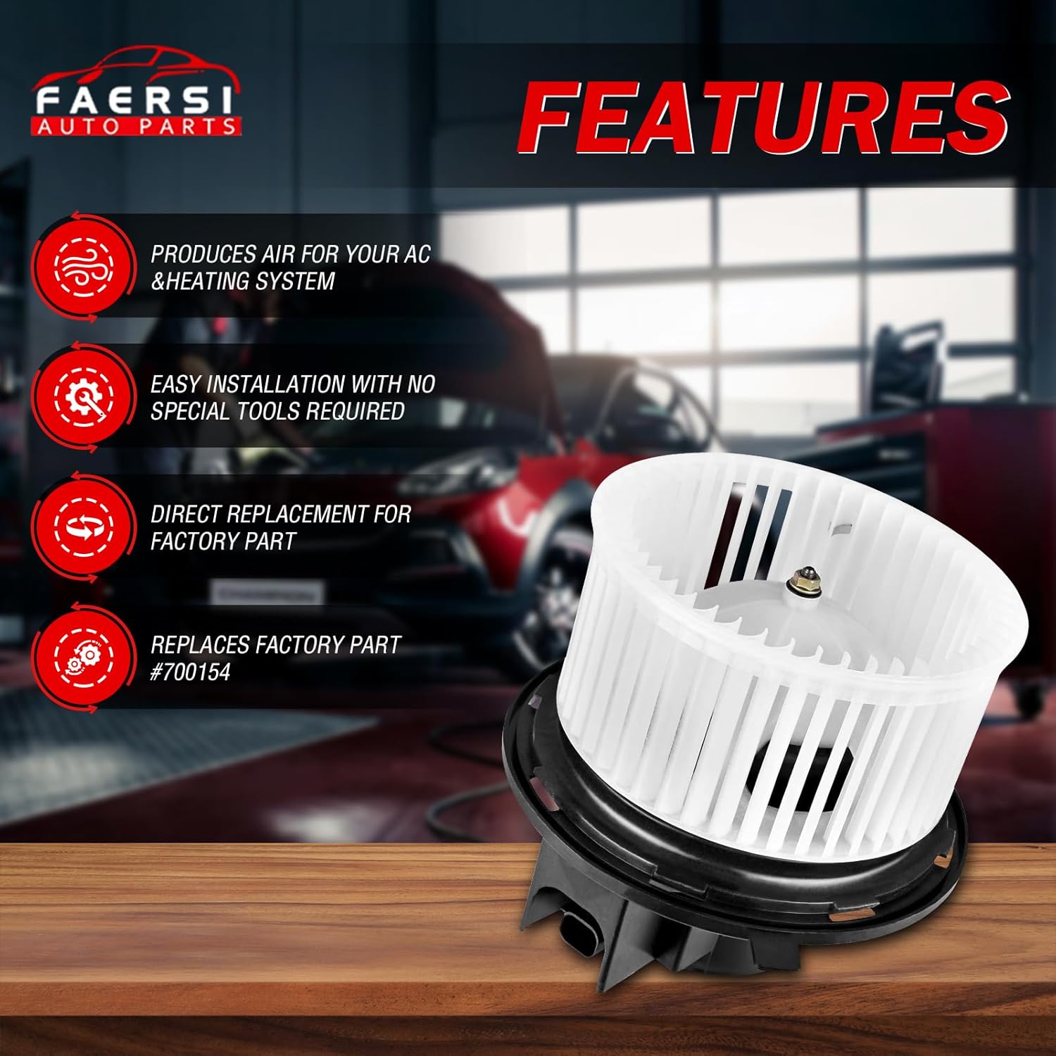 FAERSI A/C Heater Blower Motor with Fan Cage Compatible with Jeep Wrangler 2002-2006, Jeep Liberty 2002-2007 HVAC Blower Motor Assembly Replaces 700154, 5066553AA, 615-00680